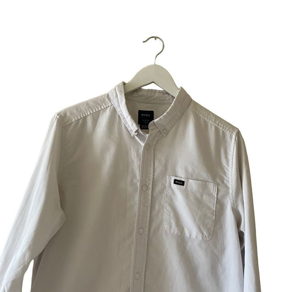 RVCA Men’s White Slim Fit That’ll Do Long Sleeves Button Down Dress SZ M #1103 - Picture 5 of 13